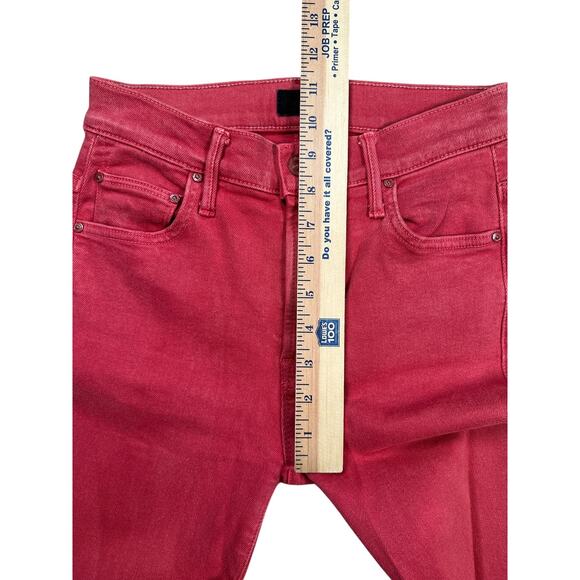 Mother Insider Crop Step Fray Sz 25 Second Chance Faded Jeans Hot Rod Red - Picture 7 of 12